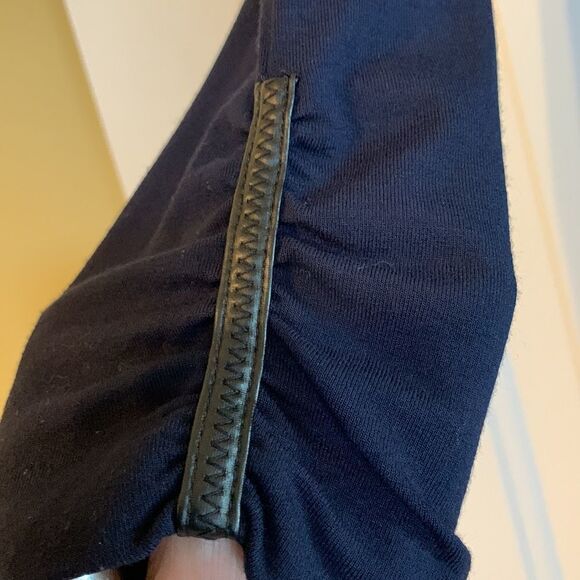 Cache’ Size Large Navy blue dress with black faux leather trim - Picture 3 of 13